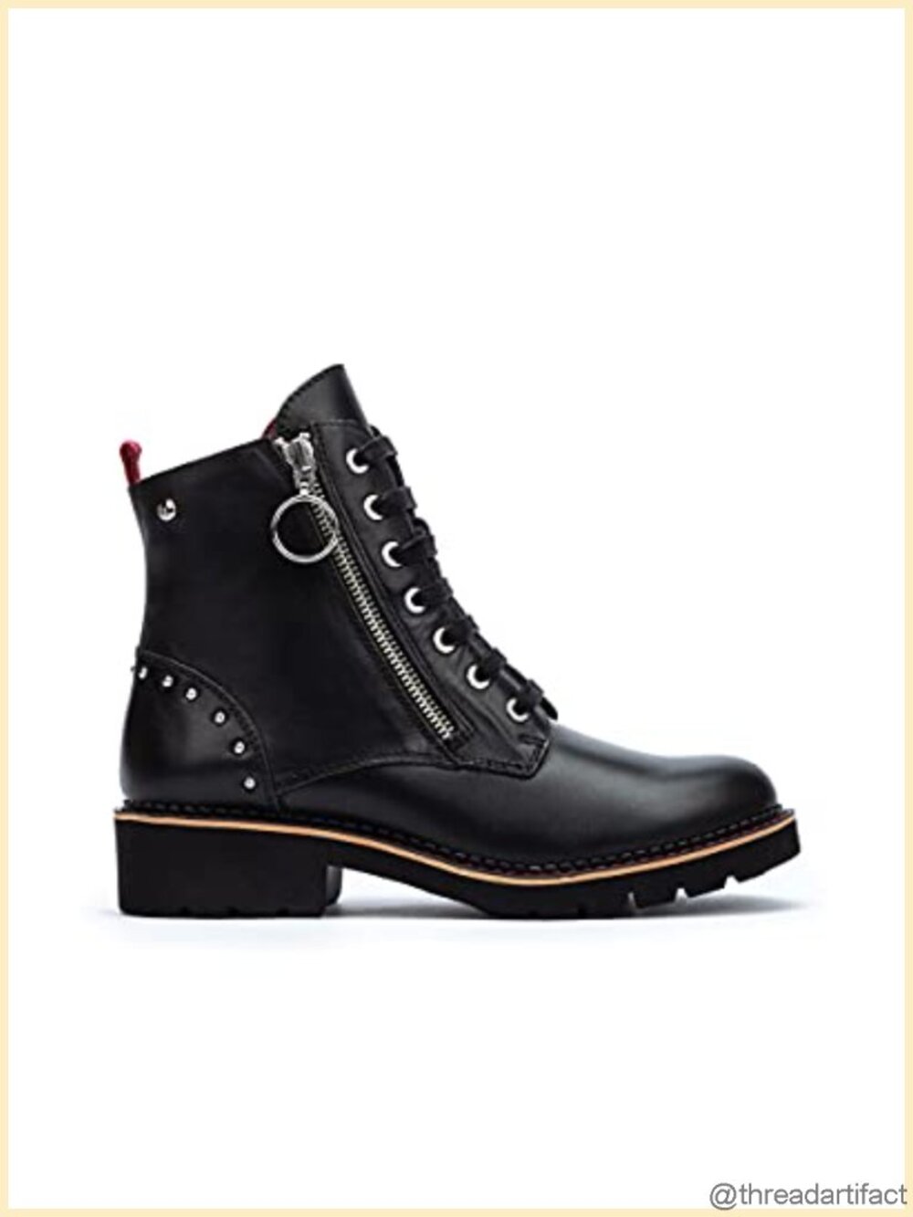 Women's Leather Flat Ankle Boots Combat Style Cushioned Insole